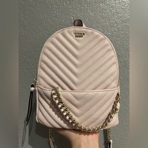 Victoria’s Secret Baby Pink Pebbled V-Quilt Small Backpack